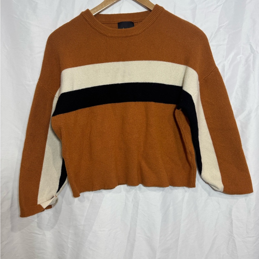 Lumiere Born to Ride Women's Colorblock Sweater - Brown, Black, and Cream | Sm